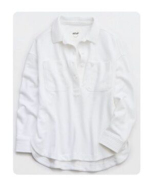 Aerie popover polo sweatshirt white size small BNWT
